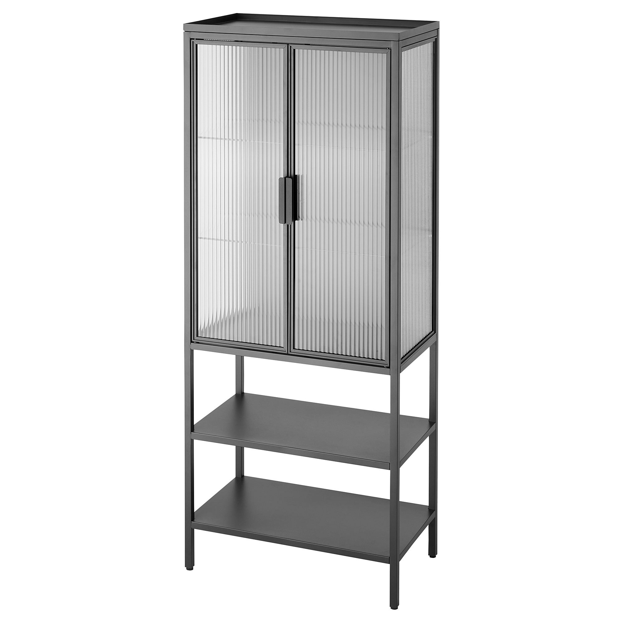 MOSSJÖN antrasit-sazlı cam 60x34x146 cm vitrin - 30564333 | IKEA