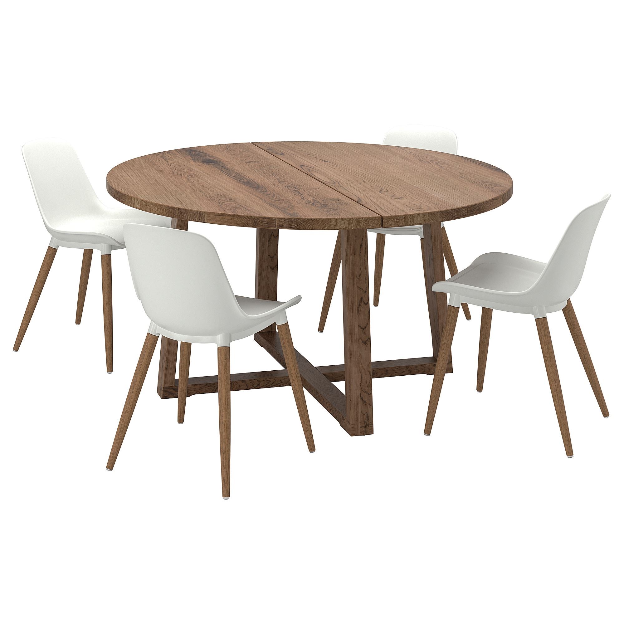 MÖRBYLANGA/GRÖNSTA oak veneer brown stained/white 4 chairs dining set