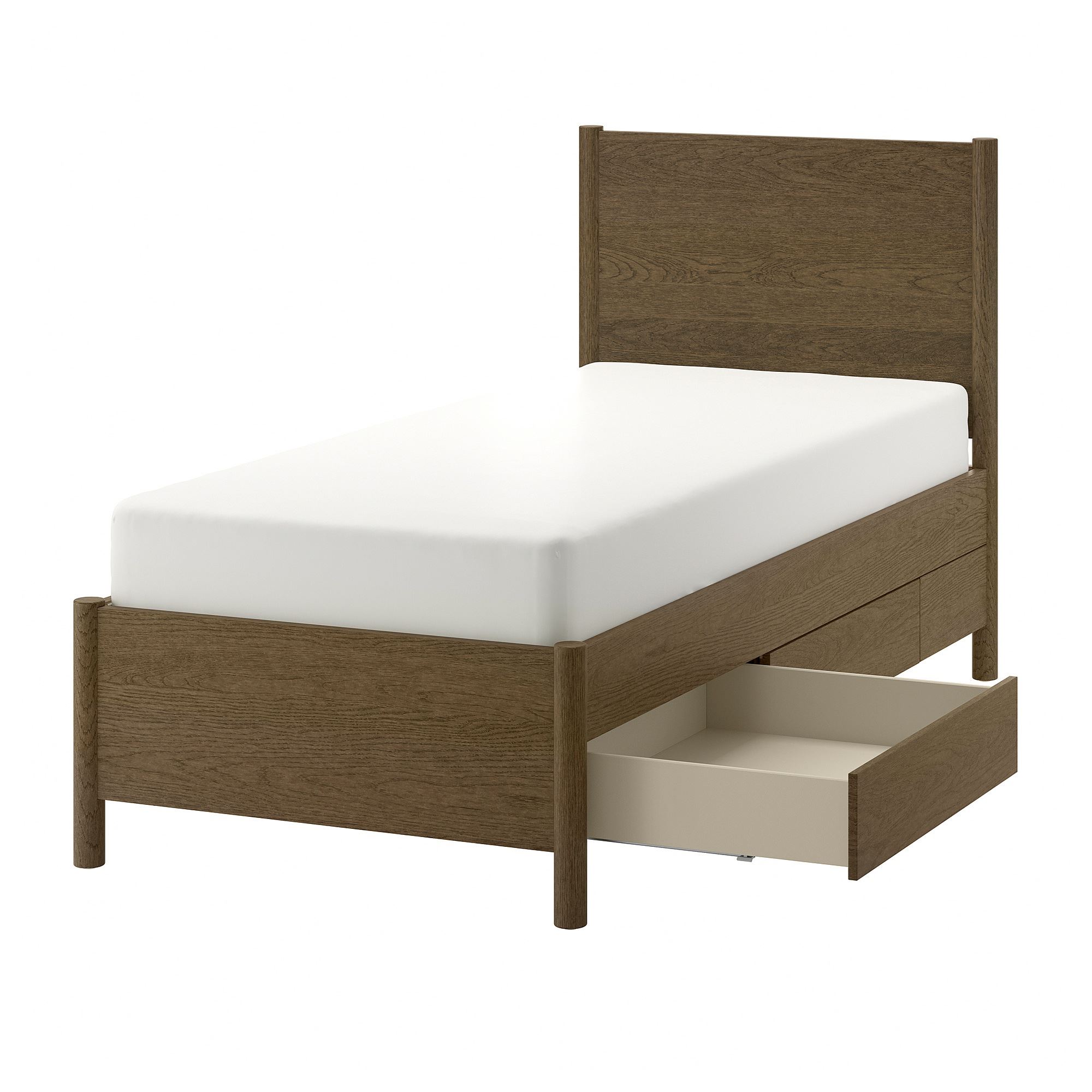 TONSTAD brown oak veneer 90x200 cm single bed - 50575566 | IKEA