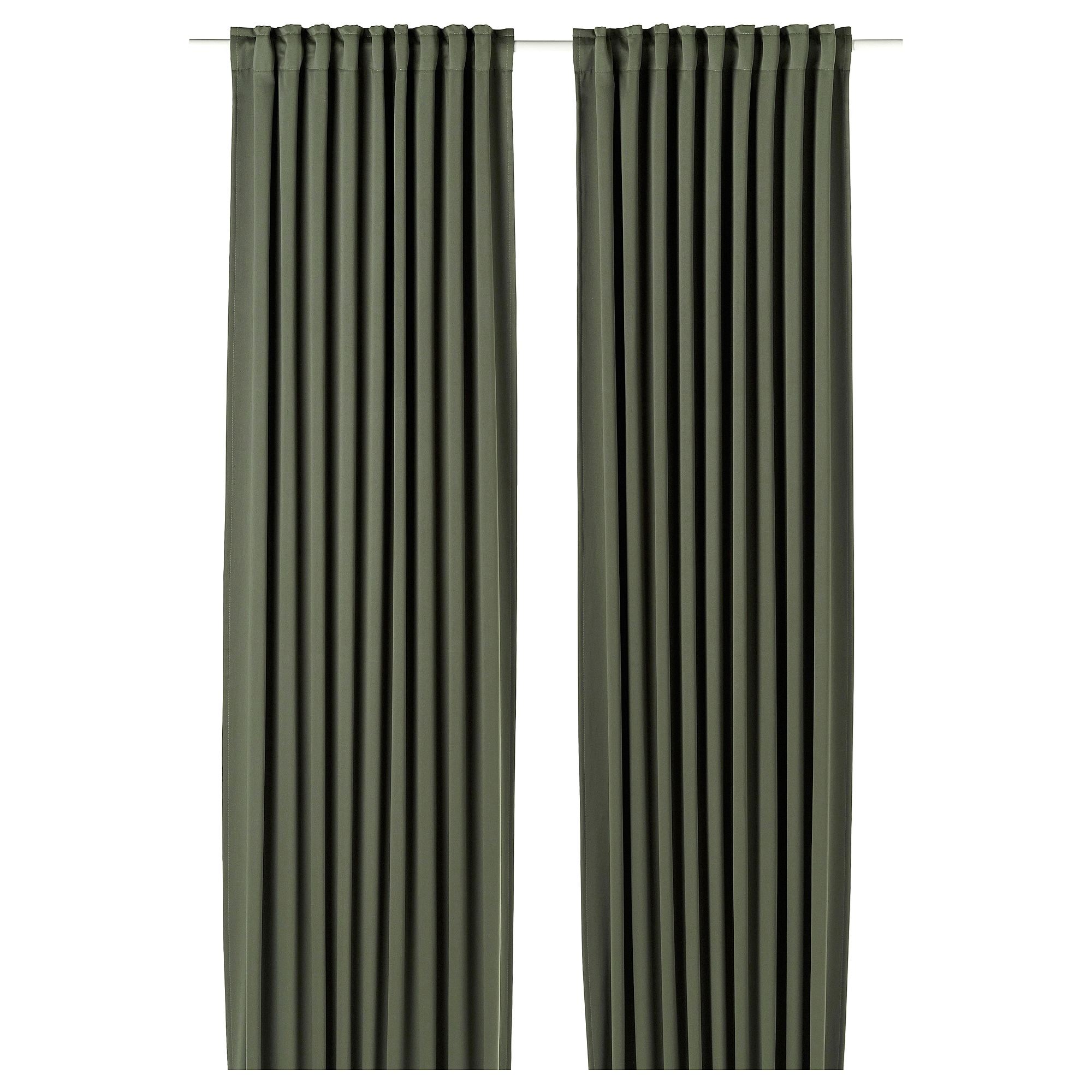 MAJGULL dark green 145x300 cm blackout curtain, 1 pair - 30586033
