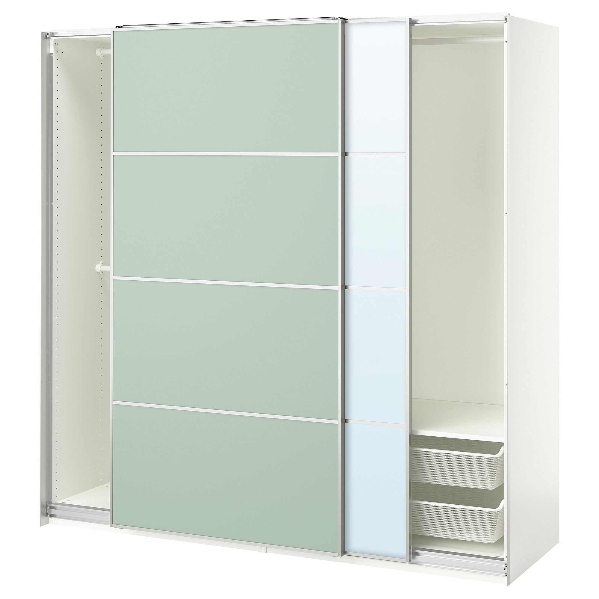 PAX/MEHAMN/AULI white/light green 200x66x201 cm PAX sliding door