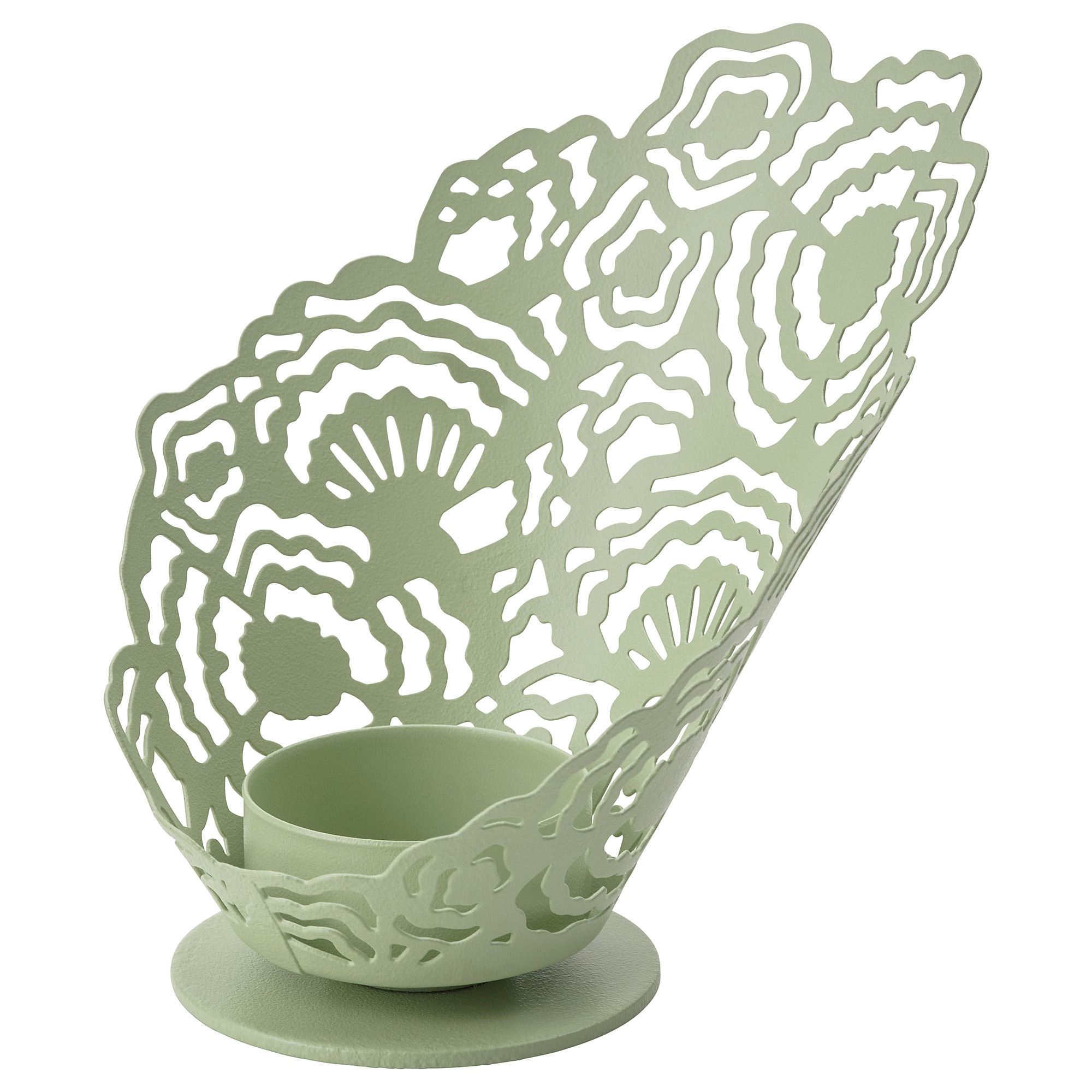 SILKESTRAD light green 11 cm tealight holder - 50570521 | IKEA