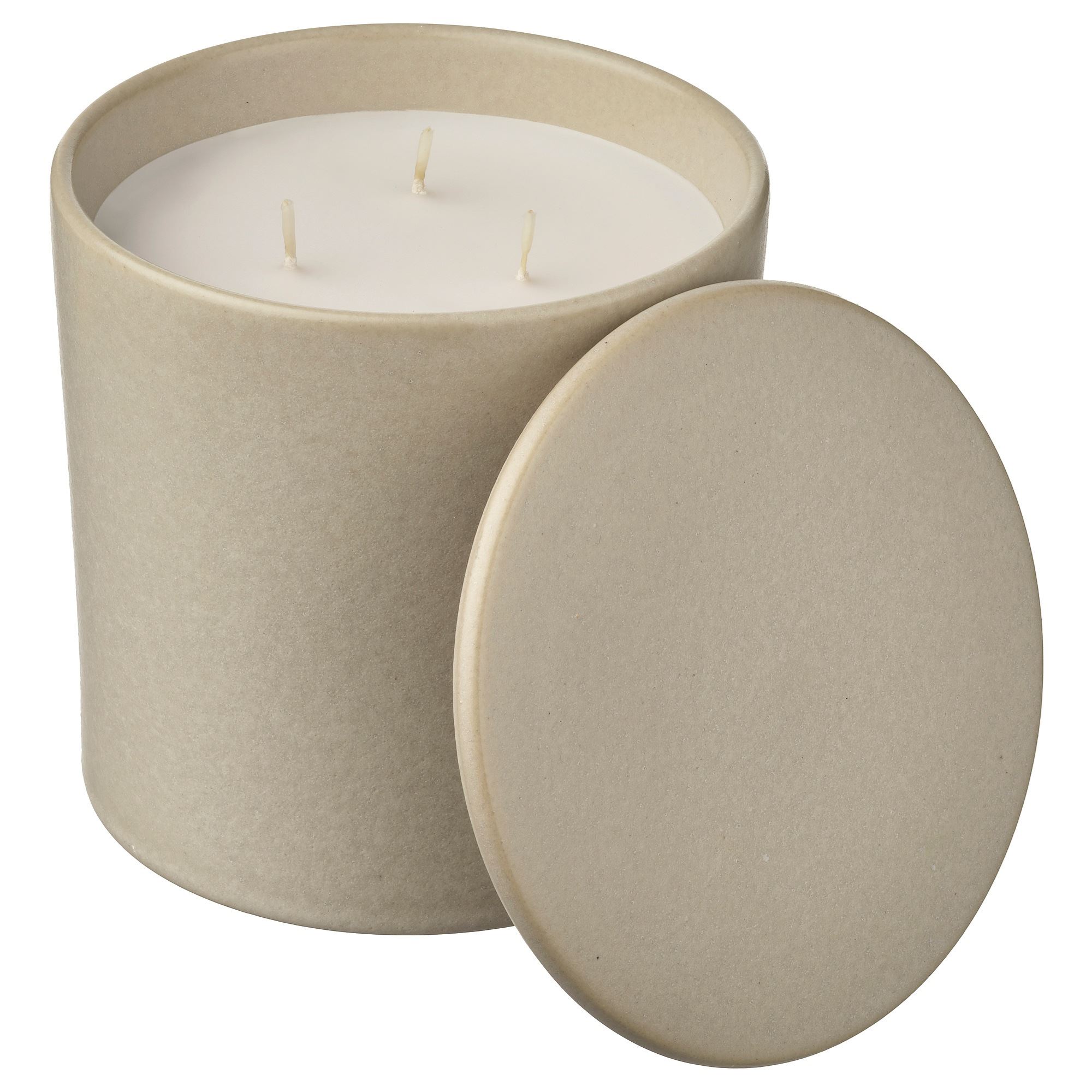 JAMLIK beige 60 hr scented candle in pot - 60502447 | IKEA