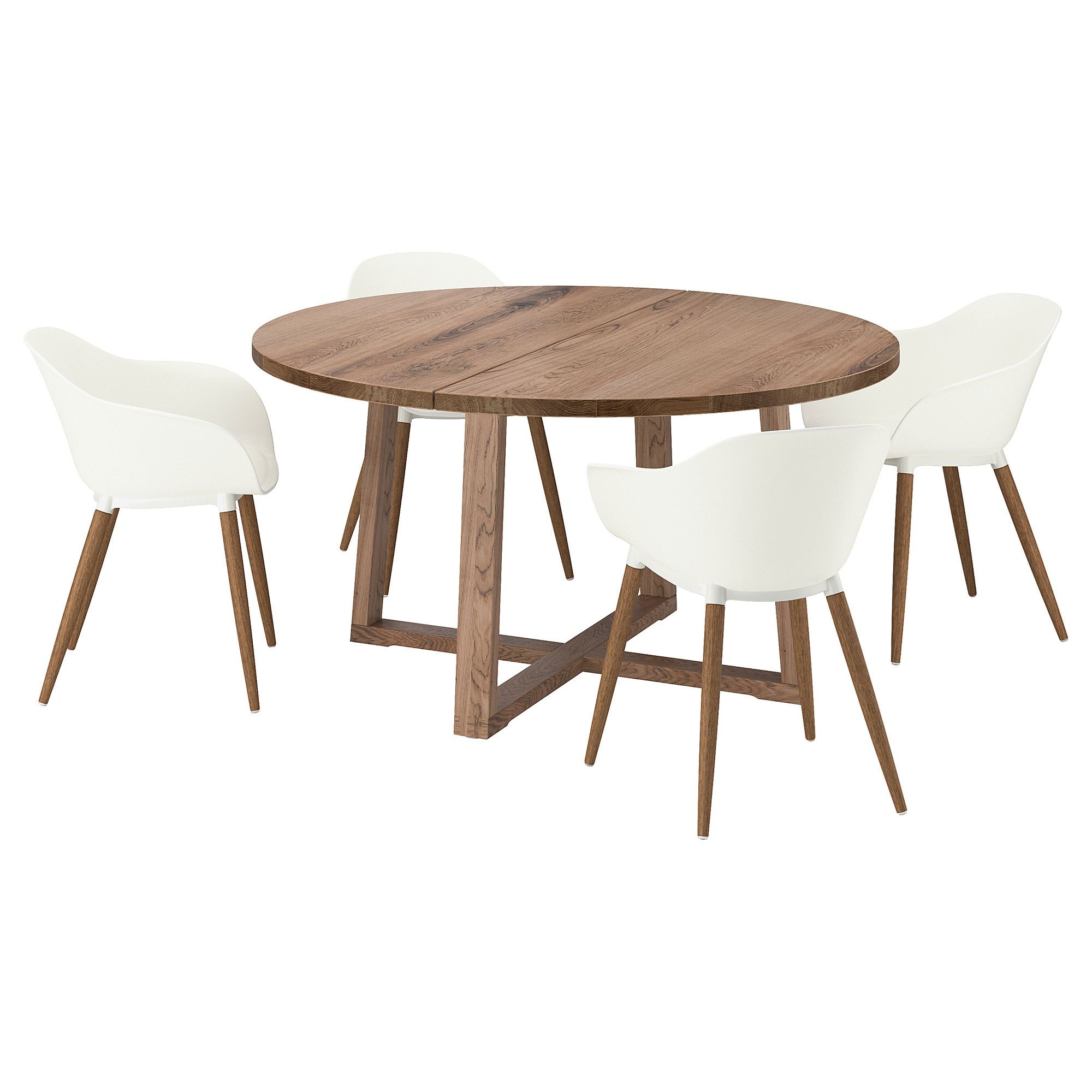 MÖRBYLANGA/GRÖNSTA oak veneer/brown-white 4 chairs dining set