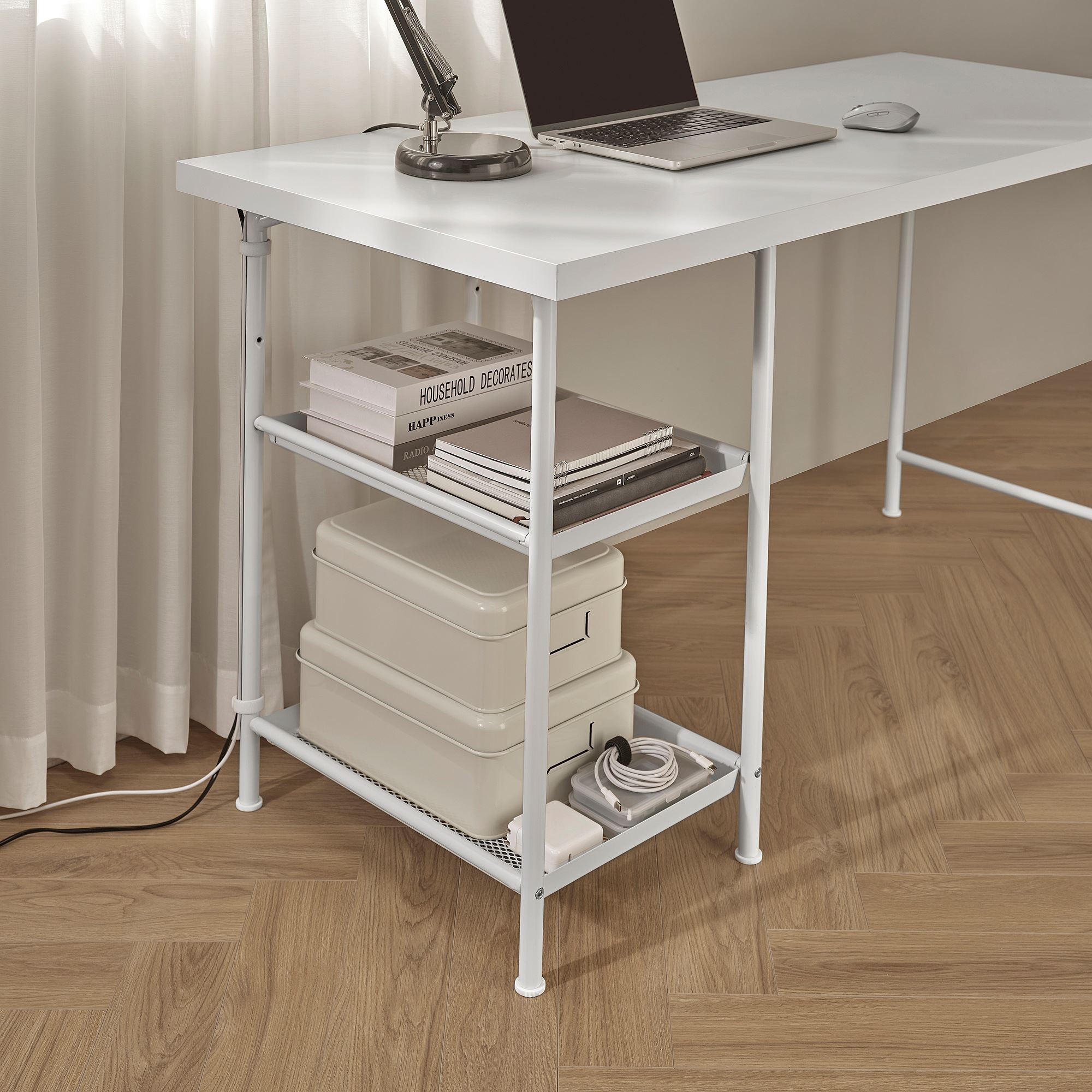 SPAND white table leg with storage - 80569470 | IKEA