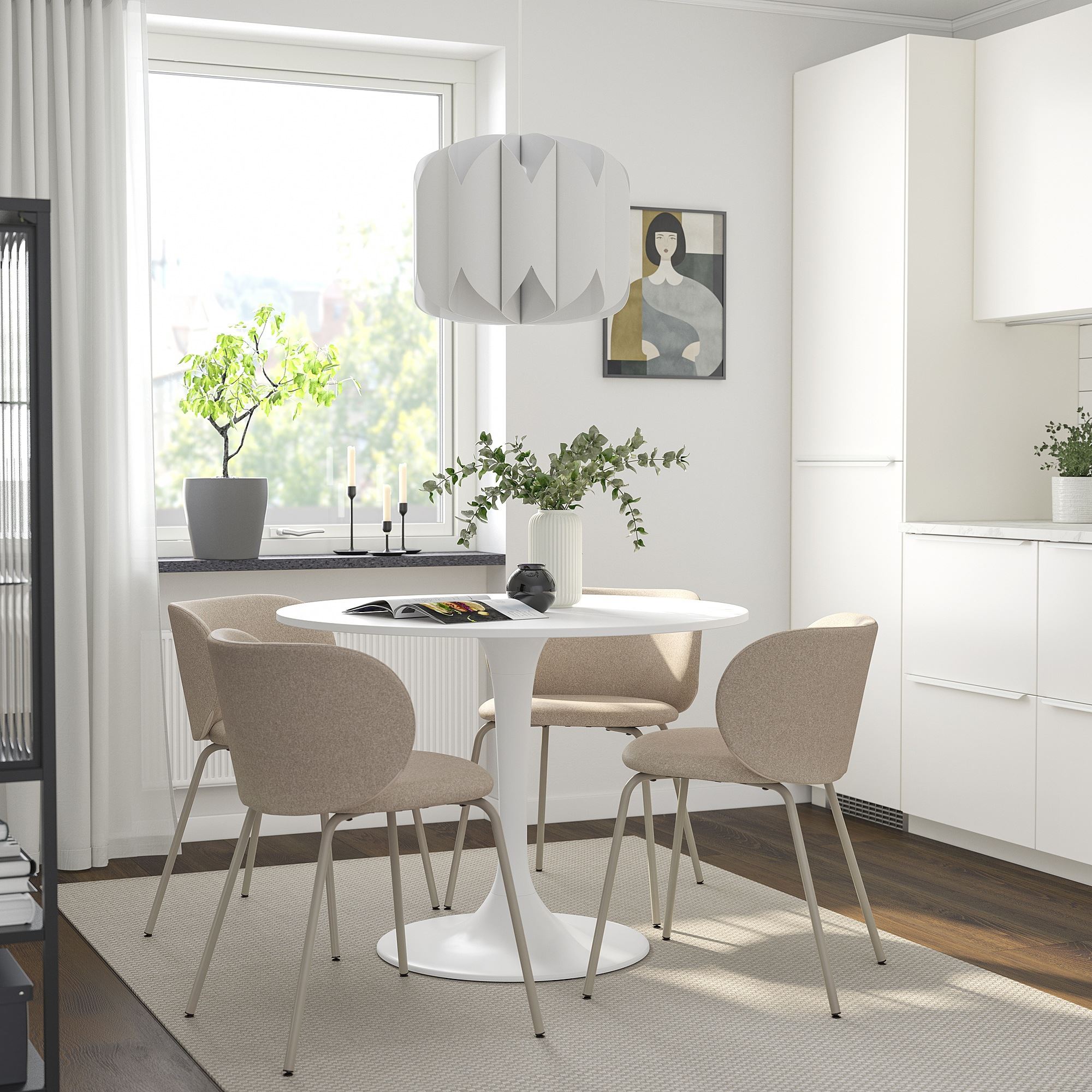 DOCKSTA white seats 4 round kitchen table - 19324995 | IKEA