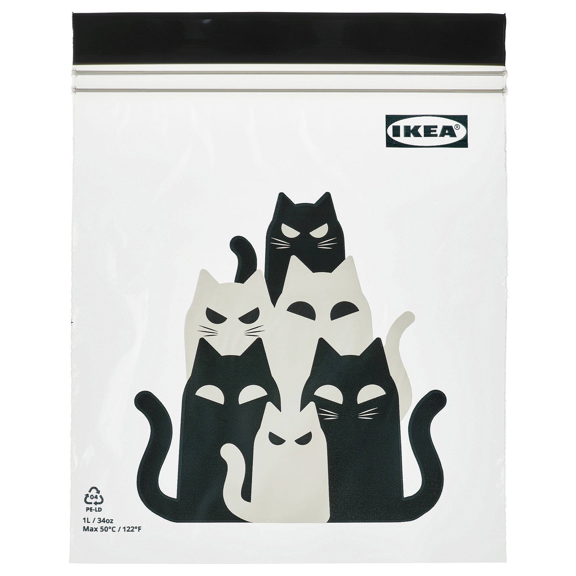 KUSTFYR cat pattern grey 1 l resealable bag - 90599607 | IKEA