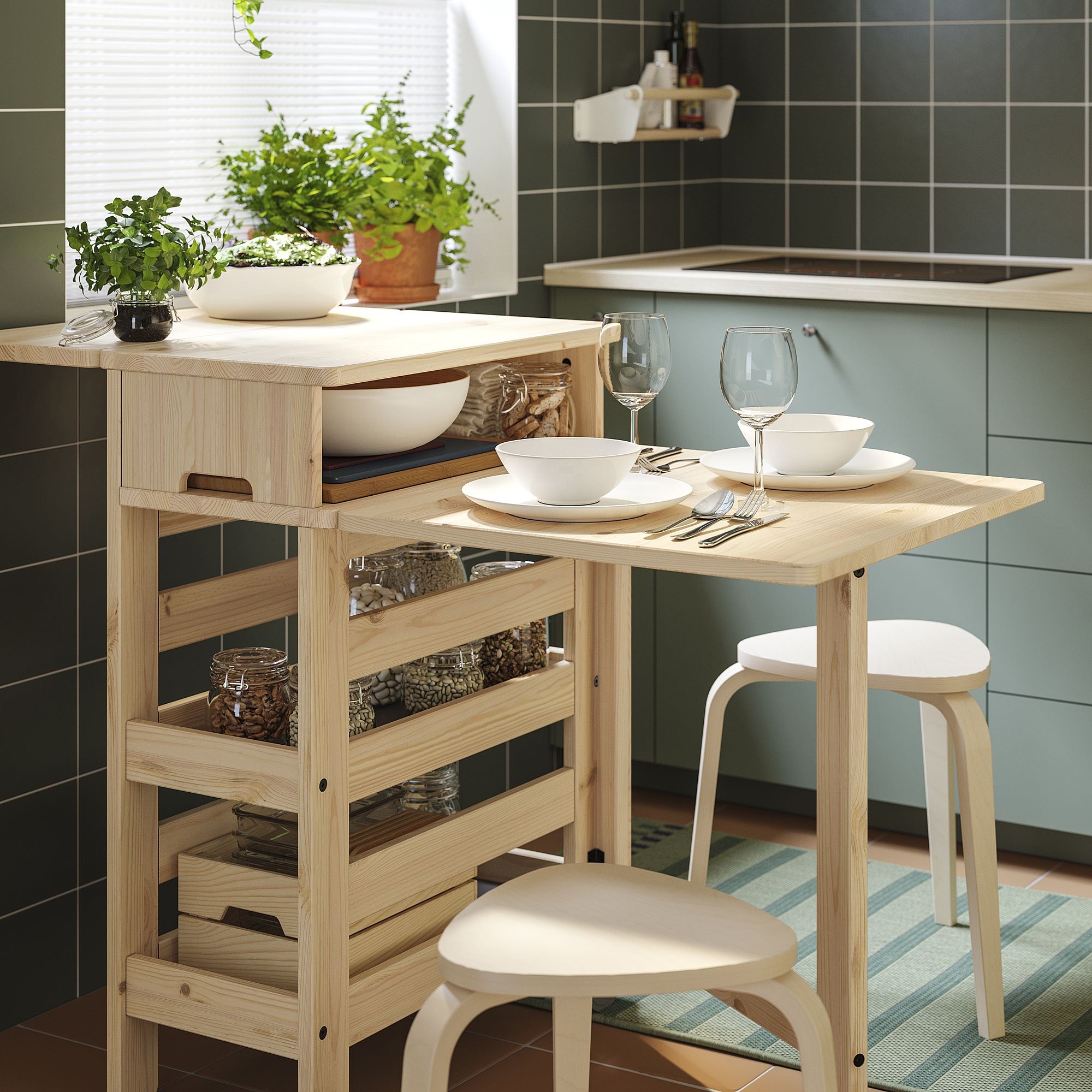 RESARÖ pine seats 1-2 folding kitchen table - 20533337 | IKEA