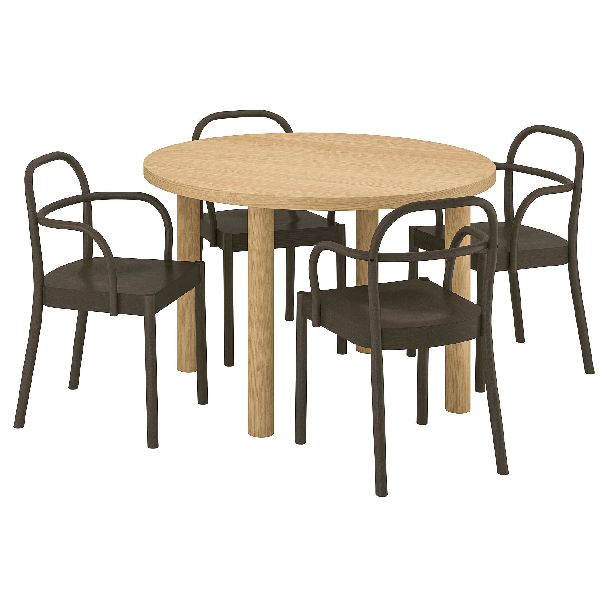 STOCKHOLM 2025 oak veneer-dark brown 4 chairs dining set