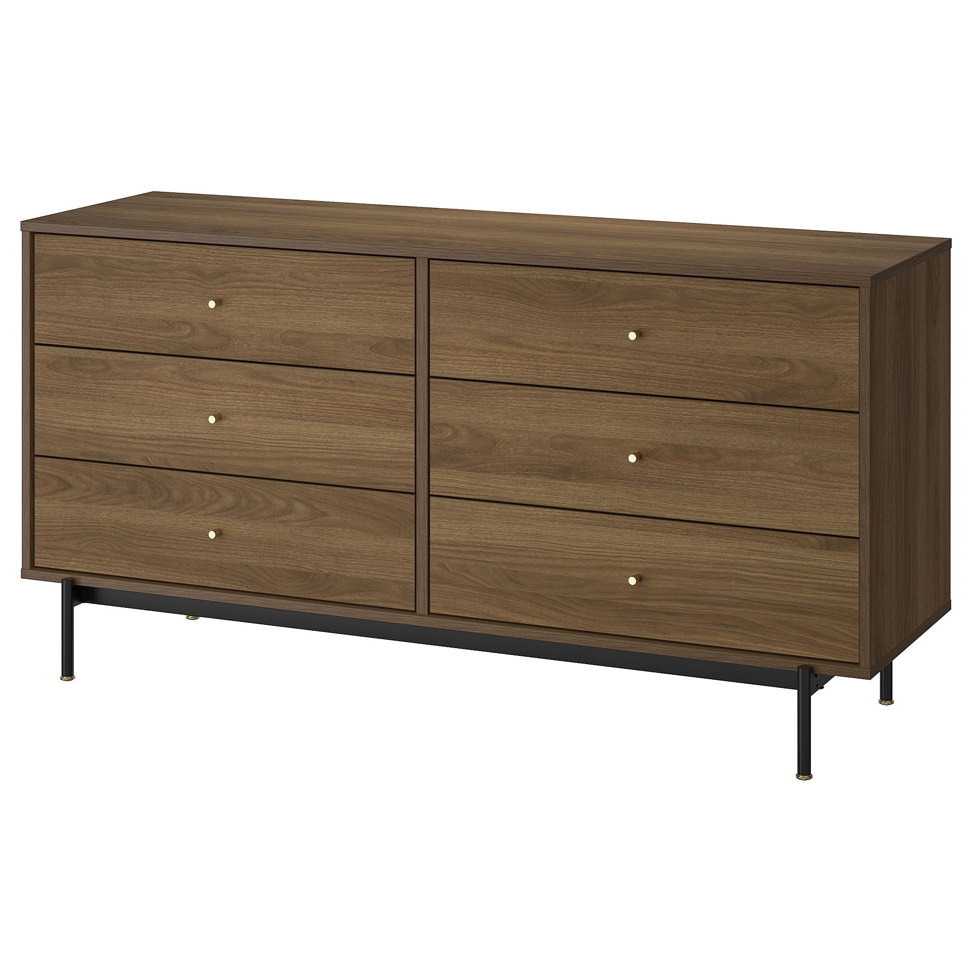 RADMANSÖ brown walnut effect 159x48x81 cm chest of 6 drawers