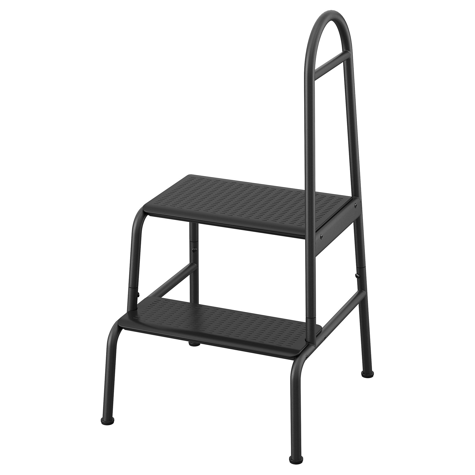 BASINGEN anthracite step stool with handrail - 00557367 | IKEA