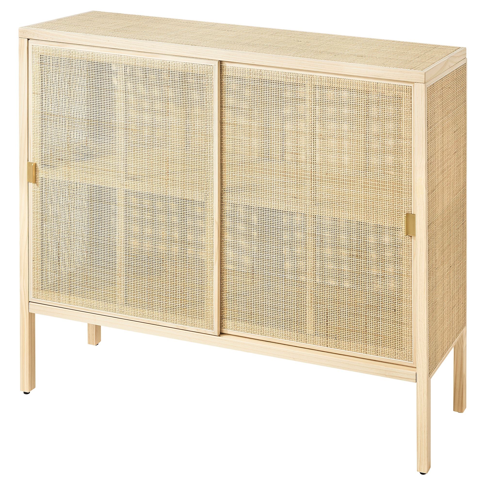 STOCKHOLM 2025 rattan-pine 125x47x110 cm sliding door-cabinet