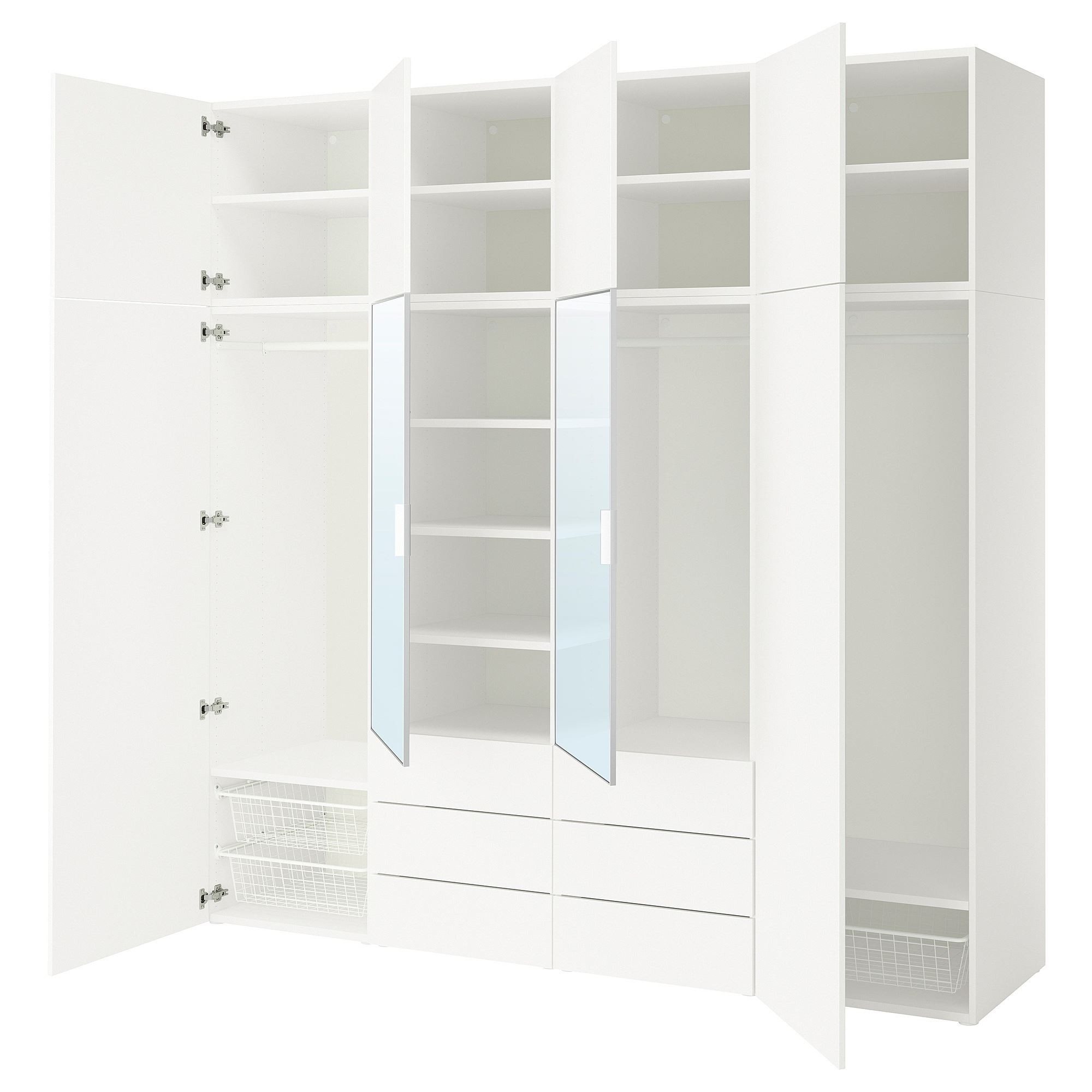 PLATSA/FONNES/STRAUMEN white/mirror 240x57x241 cm PLATSA wardrobe