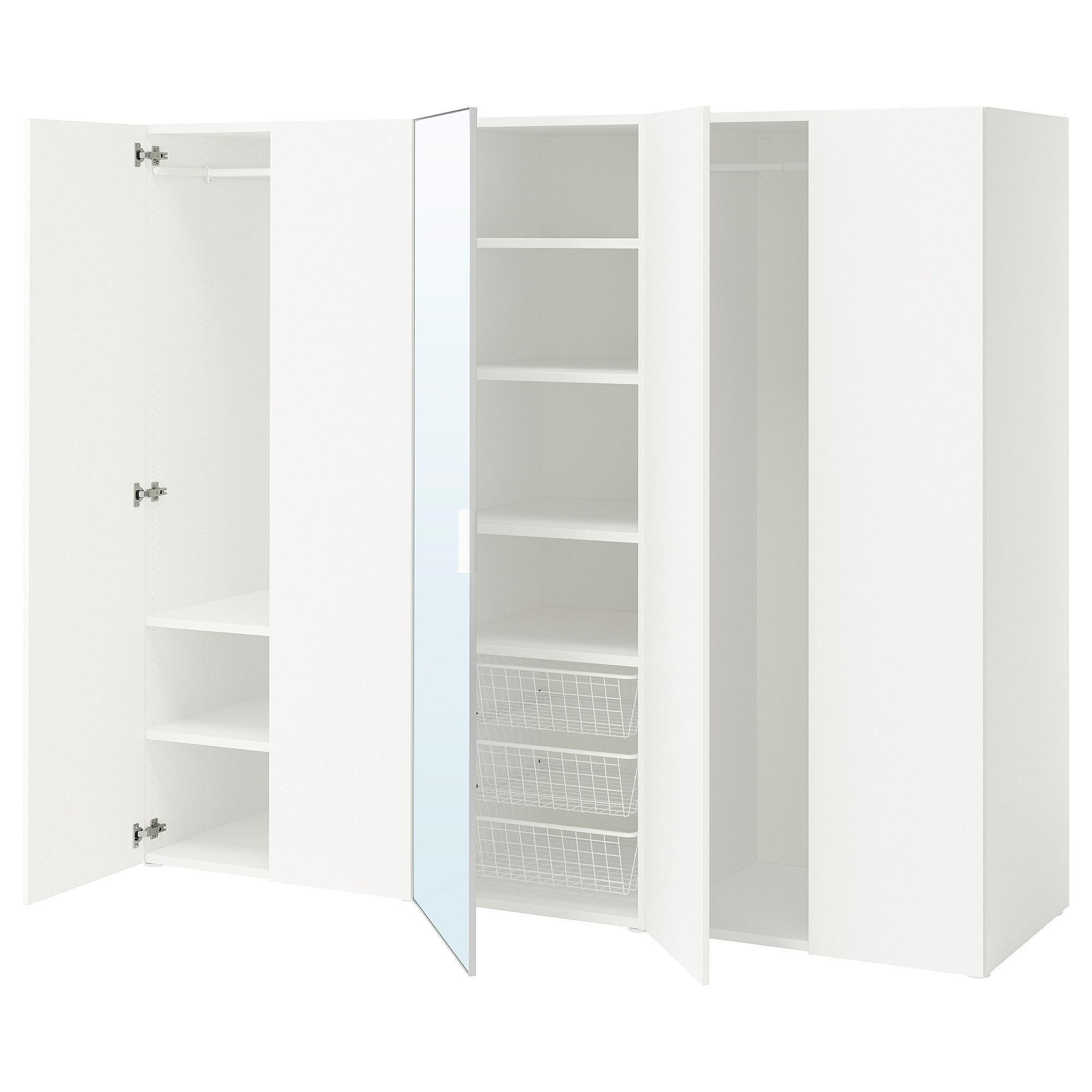 PLATSA/FONNES/STRAUMEN white/mirror 220x57x181 cm PLATSA wardrobe