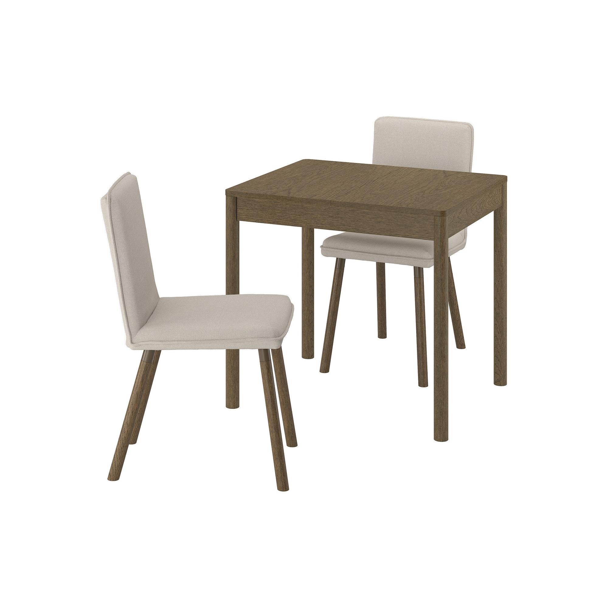 TONSTAD brown/oak veener-Fridtuna light beige 2 chairs kitchen table ...