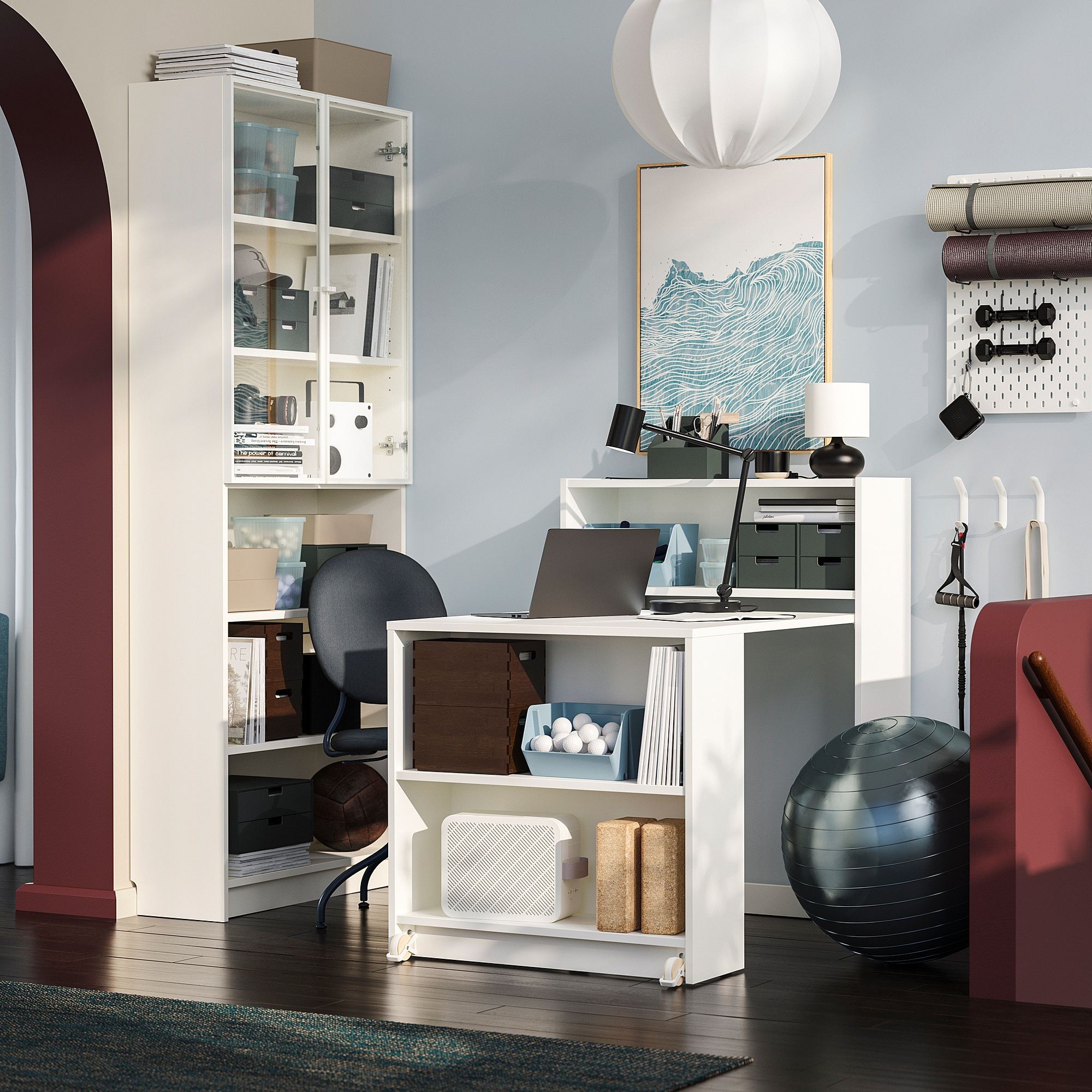 Table Bookcase BILLY white 160x202 cm bookcase with foldable table - 89590740 | IKEA
