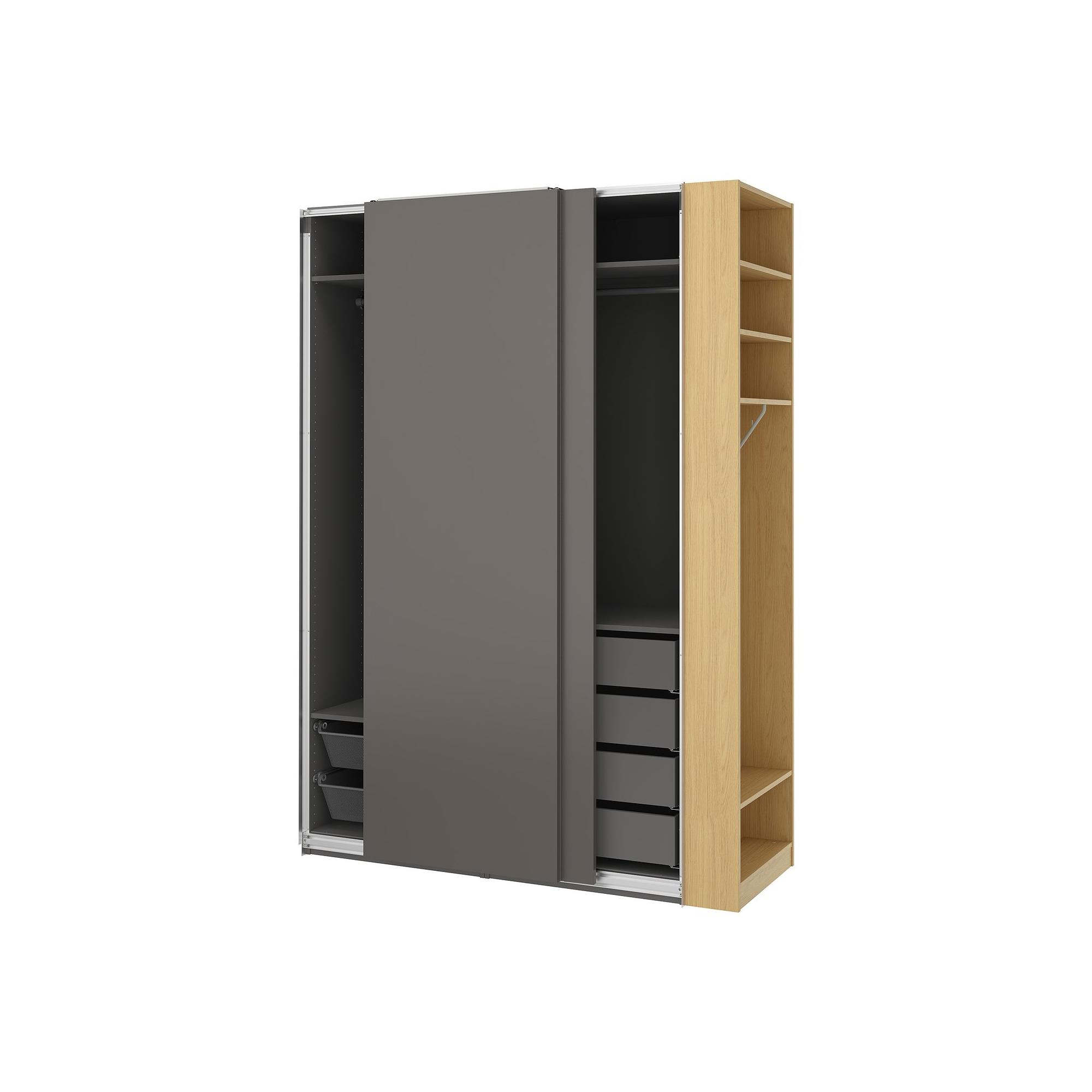 【HPSTR_ CLOSET INT'L】OE101732 シャープ PAX/HASVIK dark gray-oak look 170x66x236 cm PAX sliding door