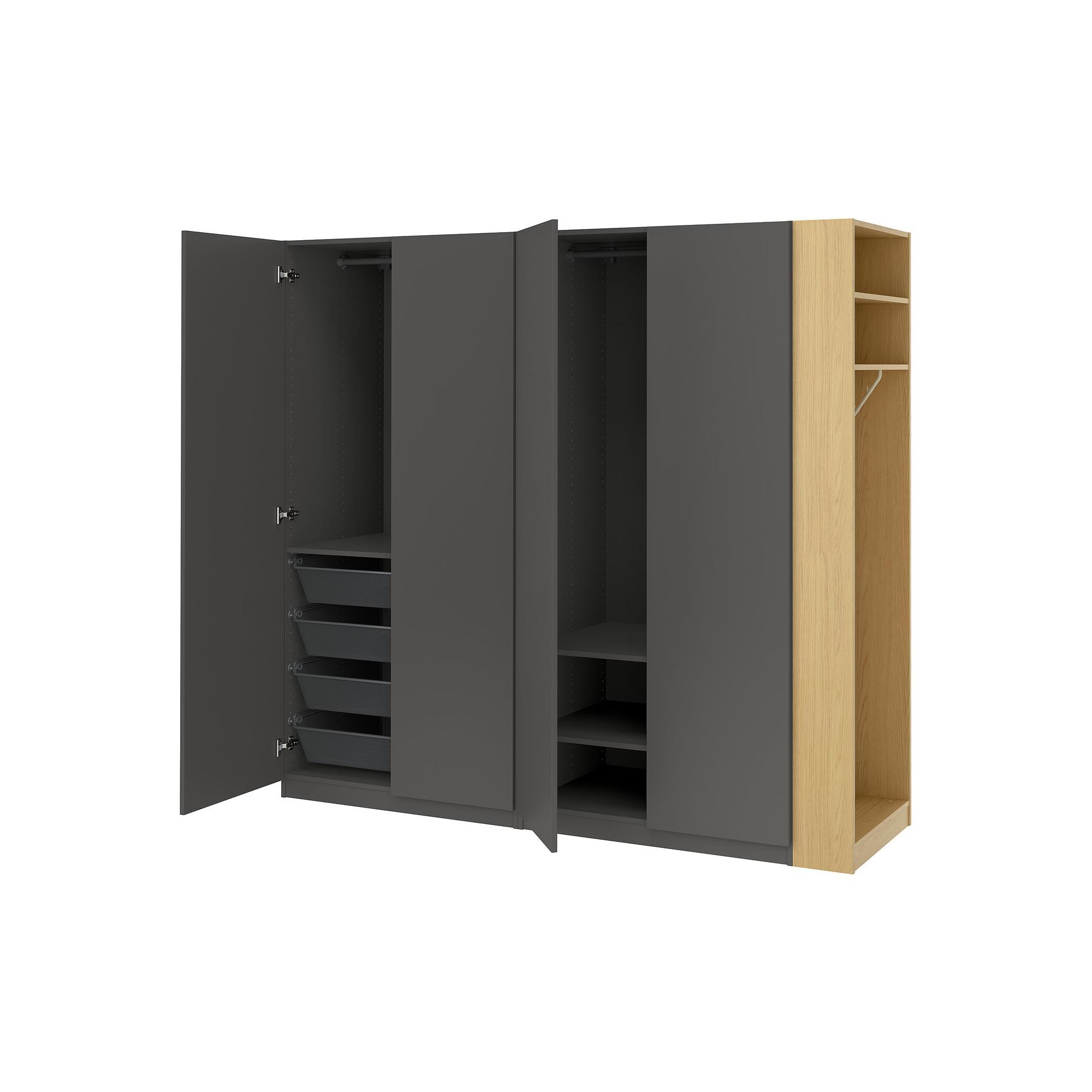 PAX/FORSAND koyu gri-meşe görünümlü 220x60x201 cm PAX gardırop