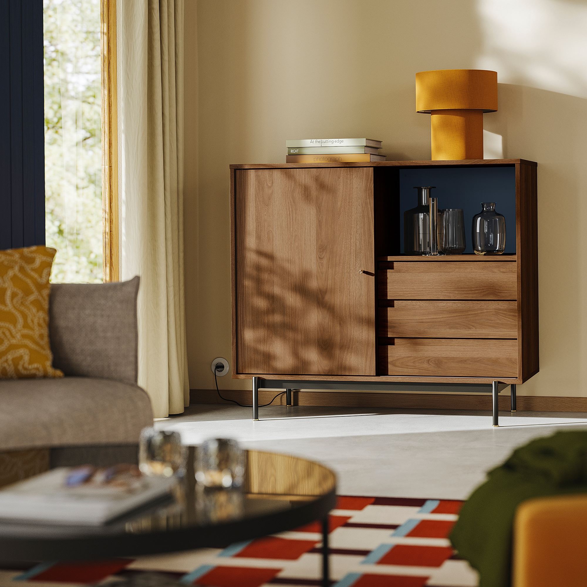 RADMANSÖ brown walnut effect 118x49x103 cm cabinet with doors ...