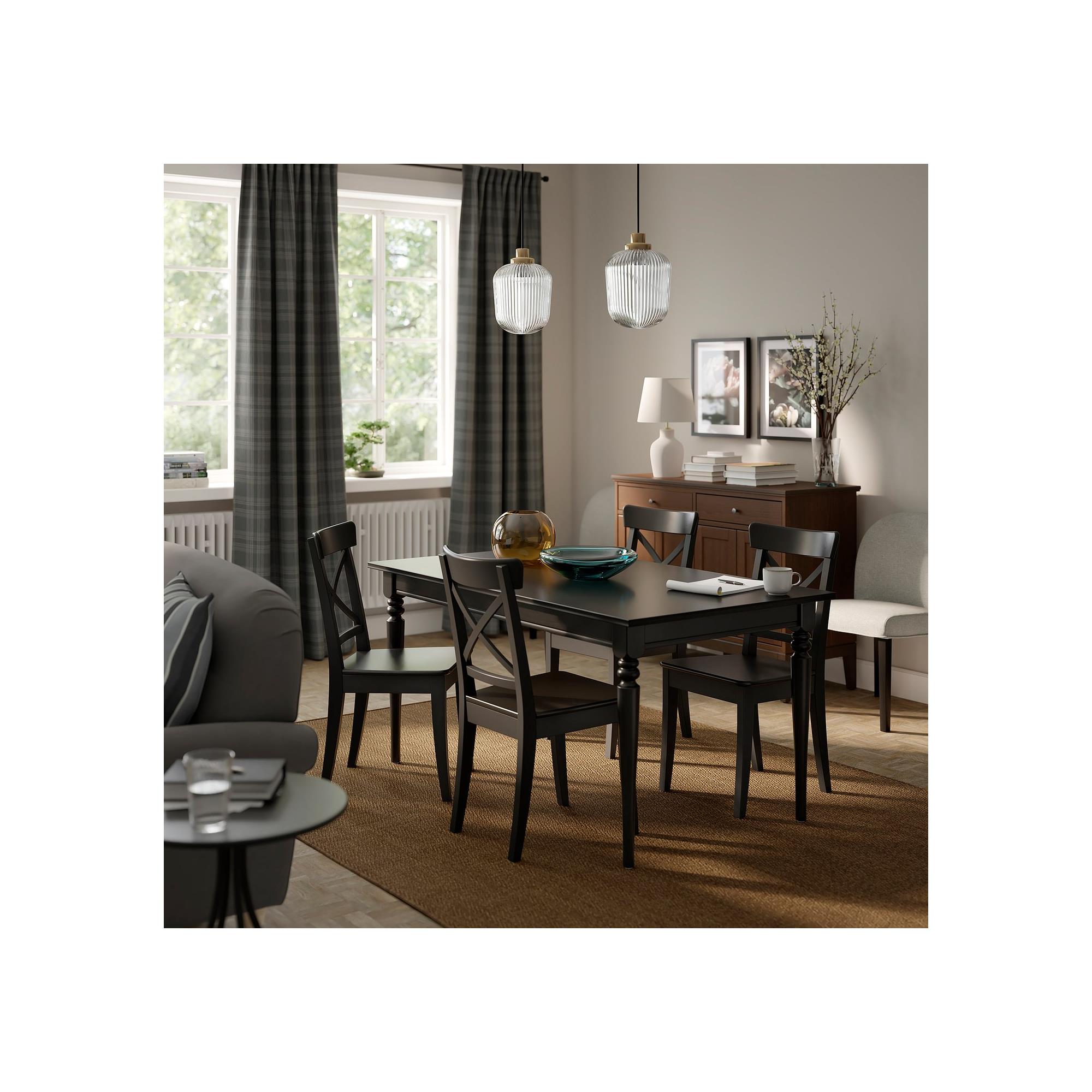 ROSENTORP black seats 4-6 extendable dining table - 80589901 | IKEA