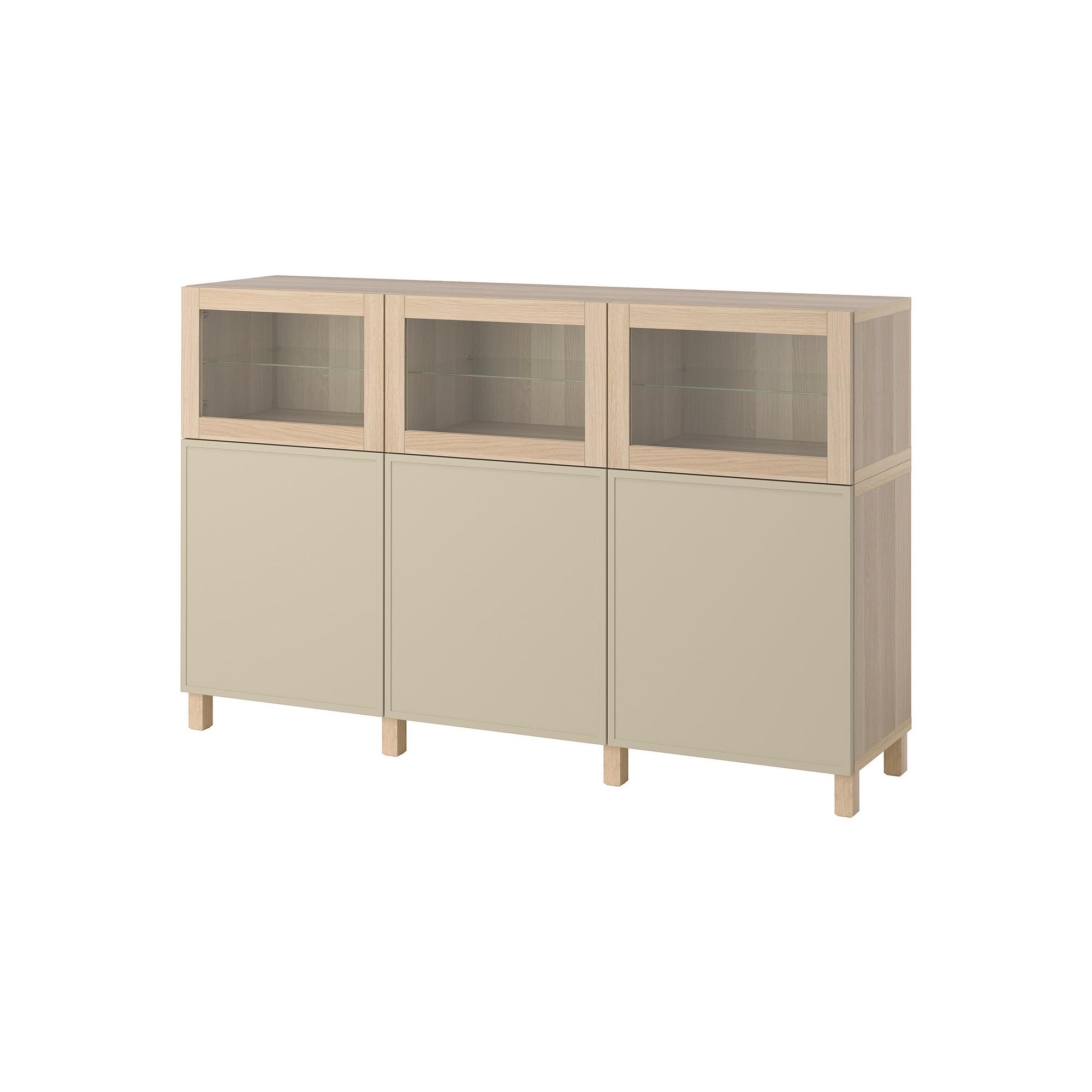 BESTA white stained oak effect/beige 180x42x112 cm storage