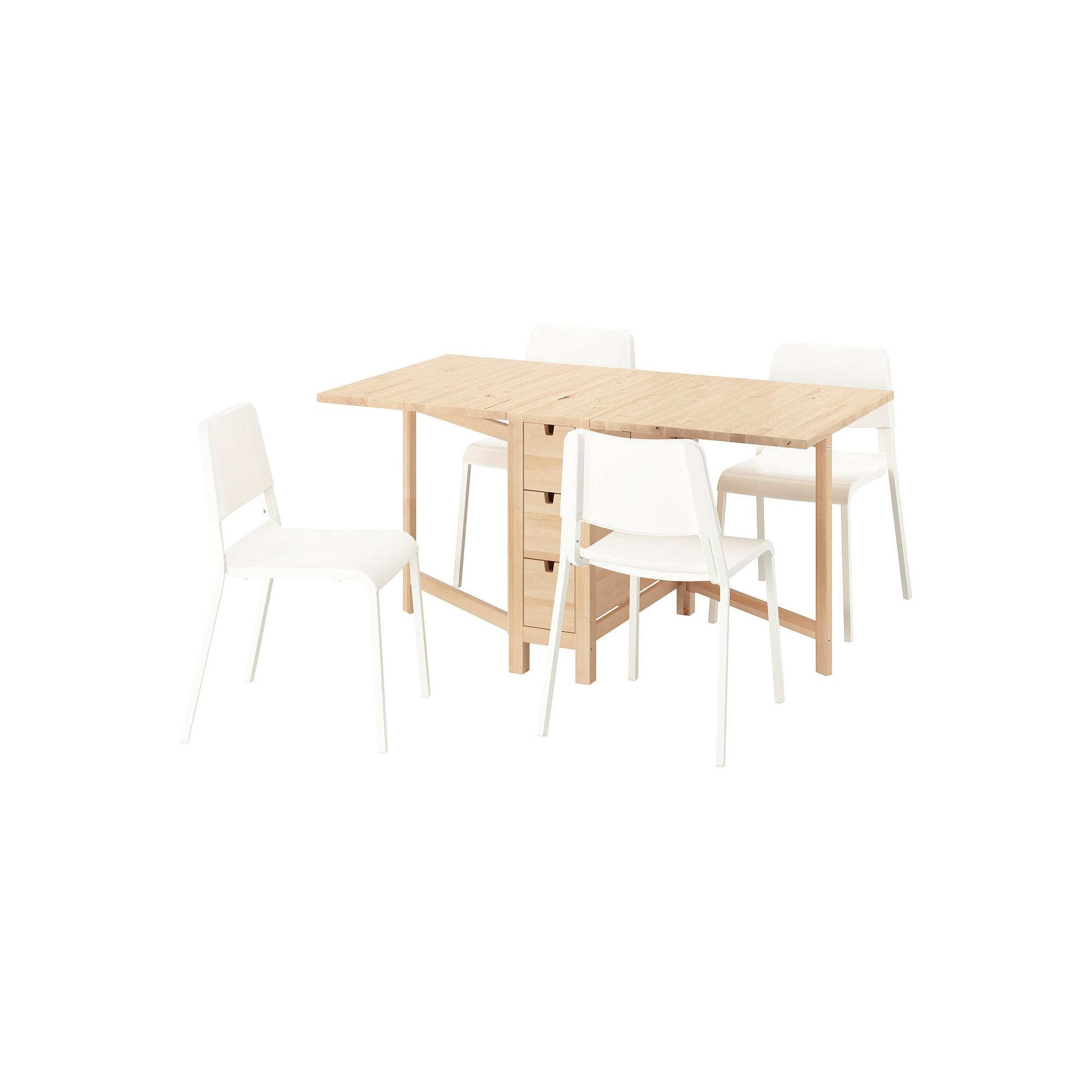 NORDEN/TEODORES birch/white 4 chairs kitchen table set - 29568902
