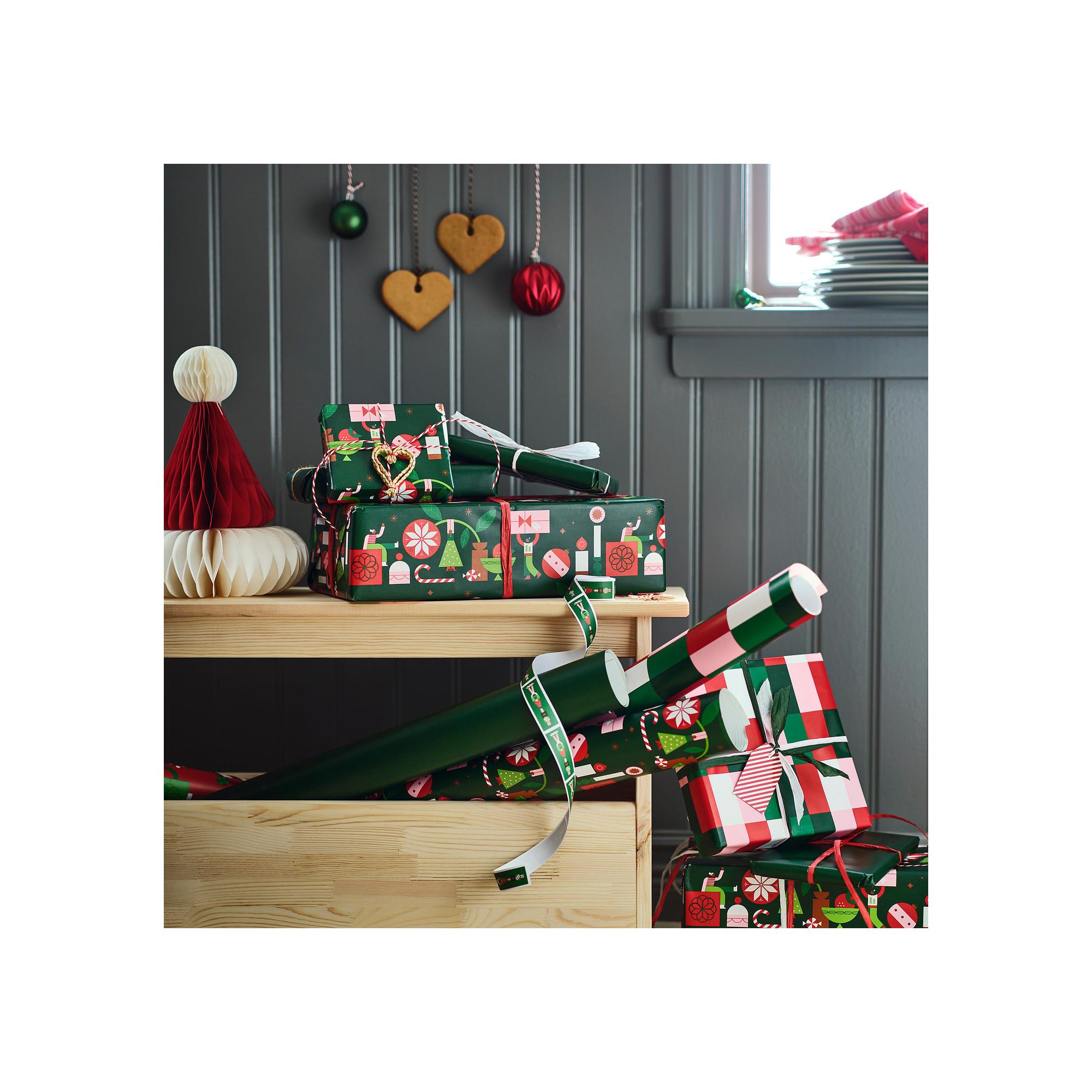VINTERFINT green/red 3x0.7 m/2.10 m² gift wrap roll - 40602966 | IKEA