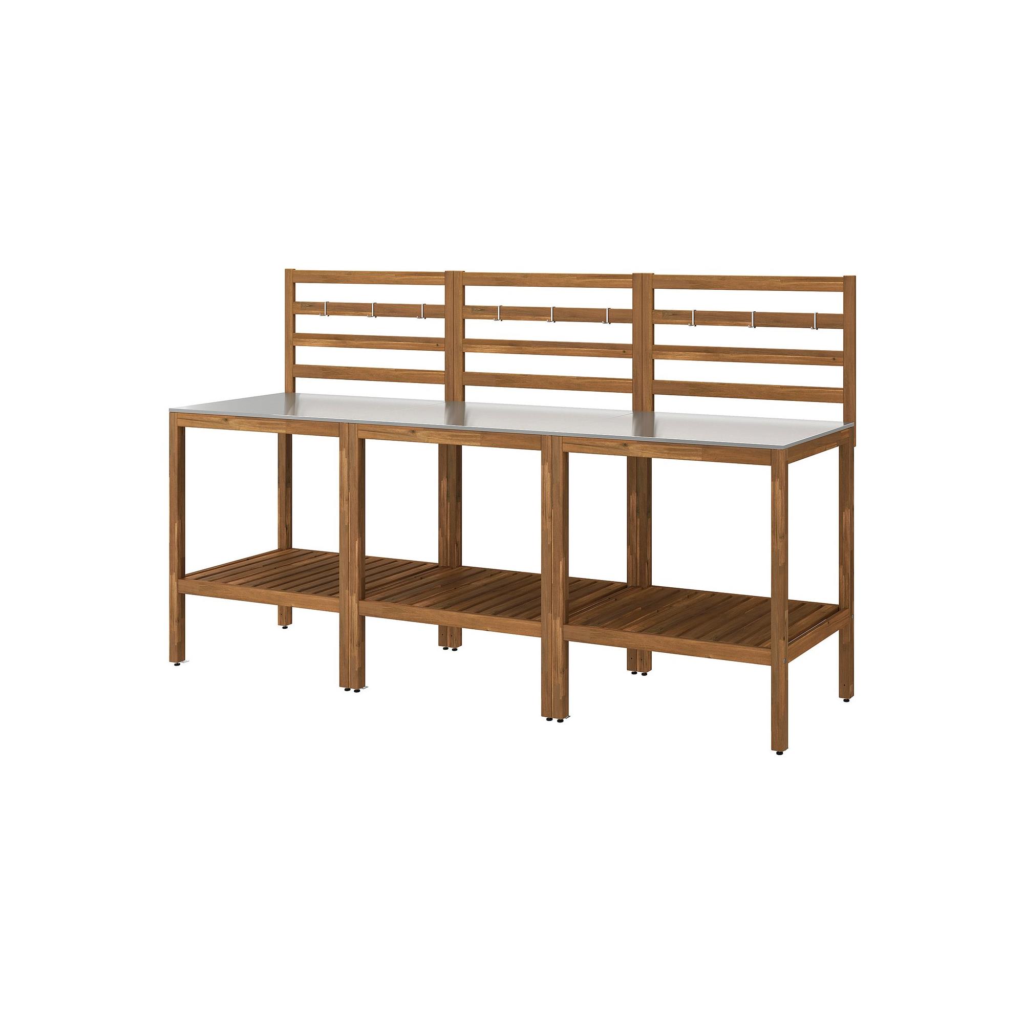 NAMMARÖ light brown-stainless steel 240x62 cm outdoor kitchen