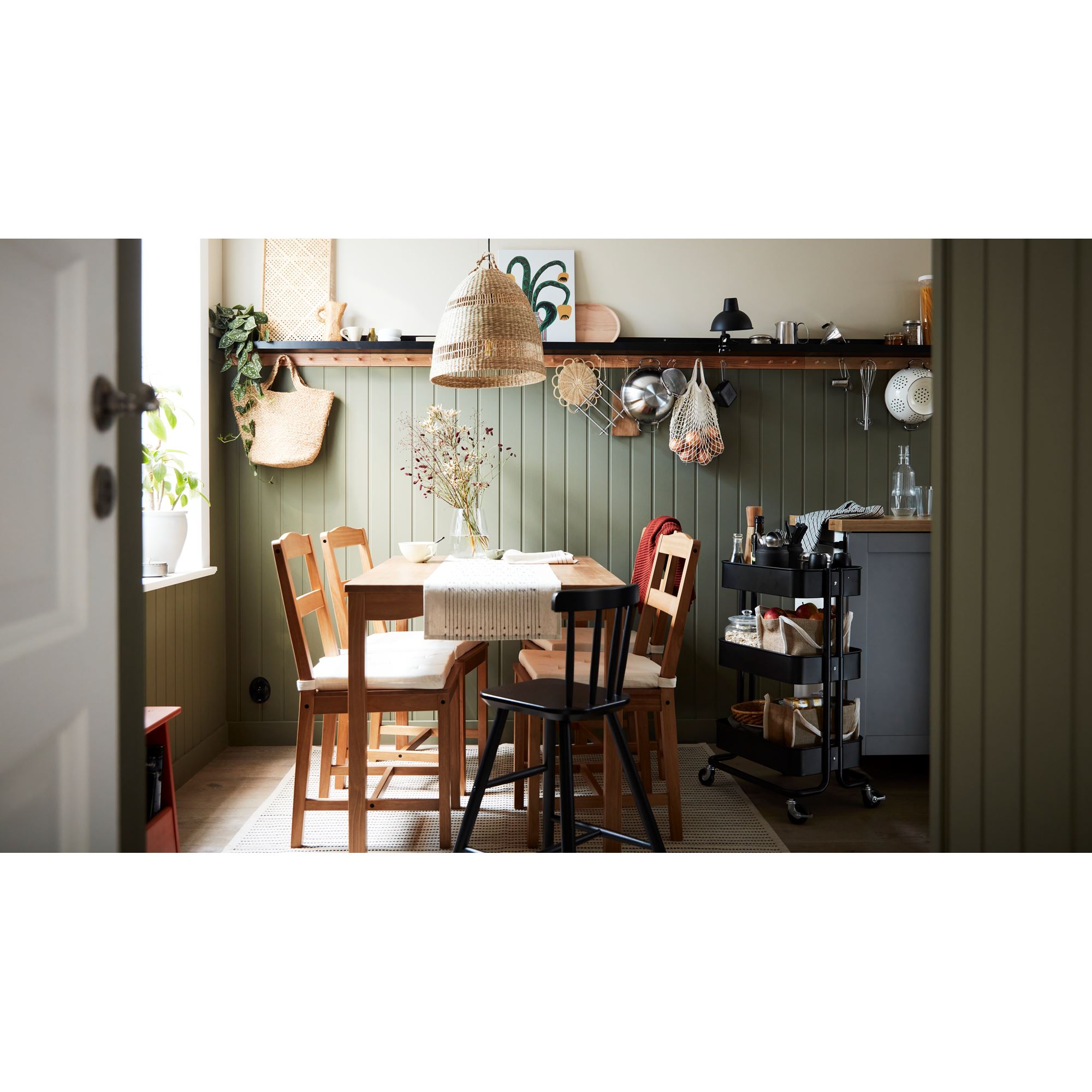 HAGERNAS/AGAM/RASKOG pine/black dining room set - 00112236 | IKEA