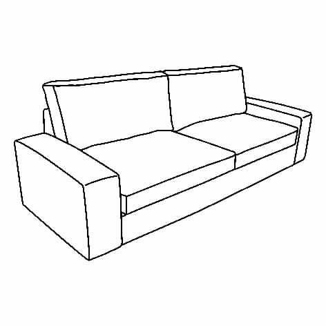 IKEA - KIVIK, 3'lü kanepe iskeleti, renksiz