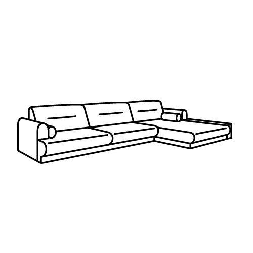 IKEA - LANGARYD, 2-seat sofa frame with chaise longue, lejde grey/black