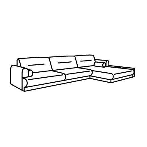 IKEA - LANGARYD, 2-seat sofa frame with chaise longue, lejde light grey