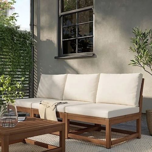 IKEA - NAMMARÖ, 3-seat garden sofa, light brown, 189 cm