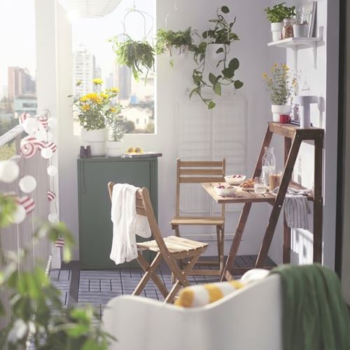 IKEA - DJUPÖN/ASKHOLMEN, katlanabilir masa ve katlanabilir sandalye seti, kahverengi-koyu kahve