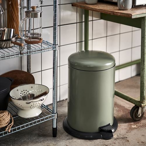 IKEA - GANGSKYFFEL, waste bin, grey-green, 18 l