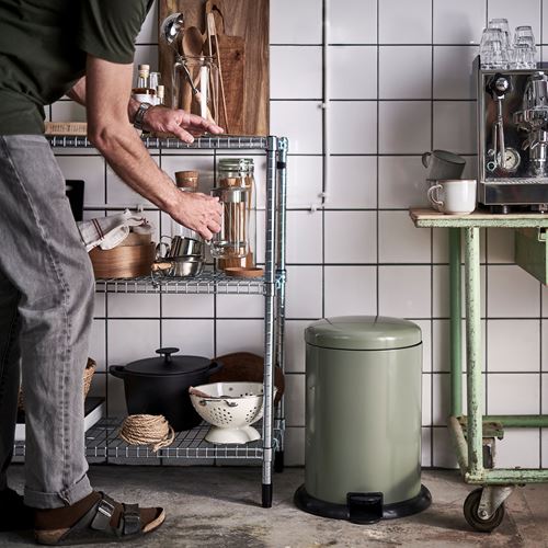 IKEA - GANGSKYFFEL, waste bin, grey-green, 18 l