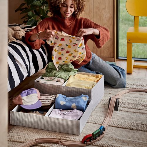 IKEA - STUK, box with compartments, white/black, 32x51x10 cm