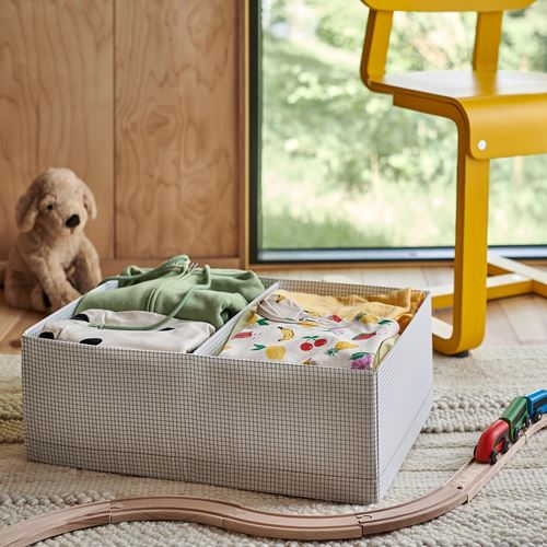 IKEA - STUK, box with compartments, white/black, 32x51x18 cm