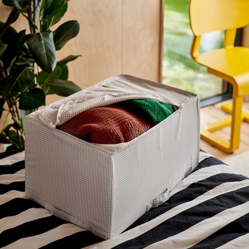 IKEA - STUK, closed storage box, white/black, 34x51x28 cm
