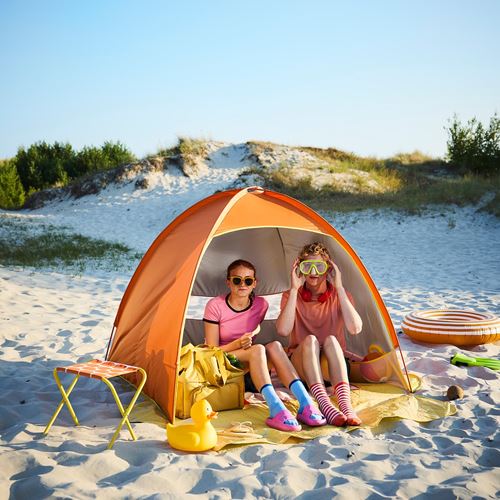 IKEA - STRANDÖN, pop-up sun/wind shelter, bright orange-bright yellow