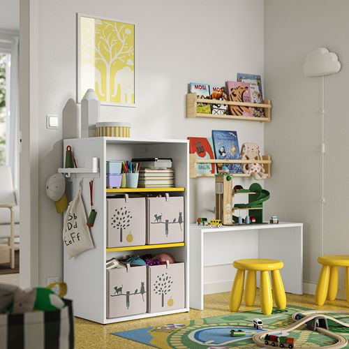 IKEA - LASTARE, LASTARE open storage unit, white/yellow, 60x42x100 cm