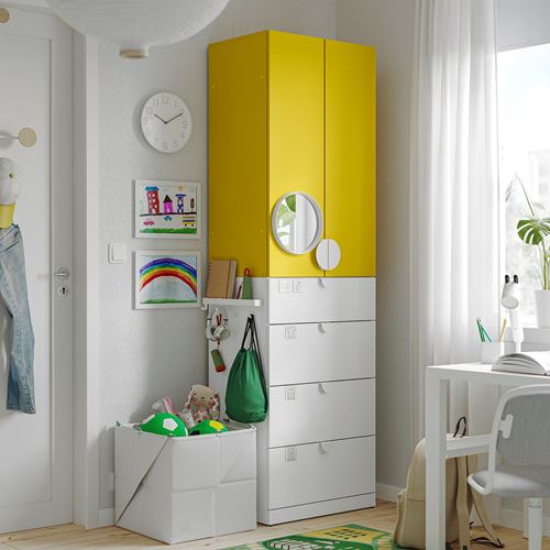 IKEA - LASTARE, LASTARE wardrobe, white/yellow, 60x42x200 cm