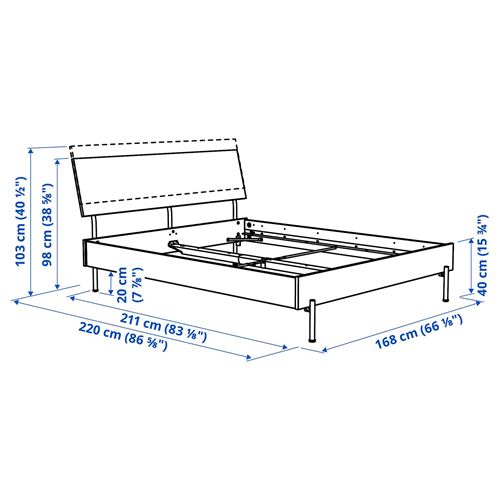 IKEA - RADMANSÖ, çift kişilik karyola, kahverengi ceviz görünüm, 160x200 cm