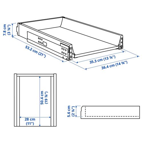 IKEA - MAXIMERA, kitchen drawer, white, 40x60 cm