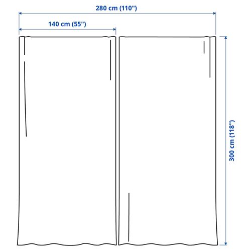 IKEA - SANELA, background curtain, 1 pair, dark brown, 140x300 cm