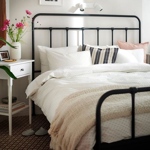 IKEA - BANDKNIPPE, single duvet cover sets, white/green, 150x200/50x60 cm