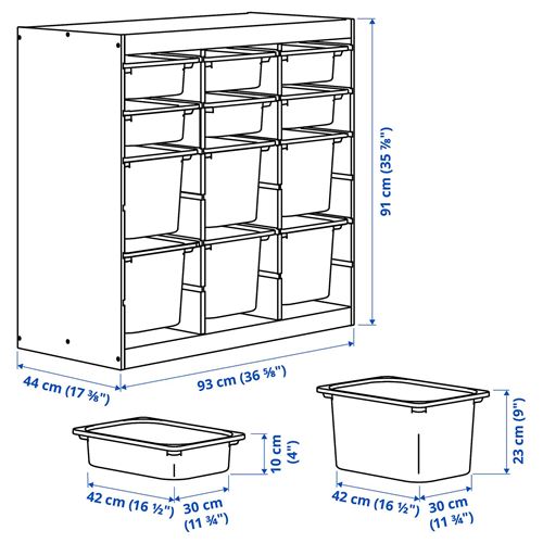 IKEA - TROFAST, storage-unit, pine-white-bright green, 93x44x91 cm