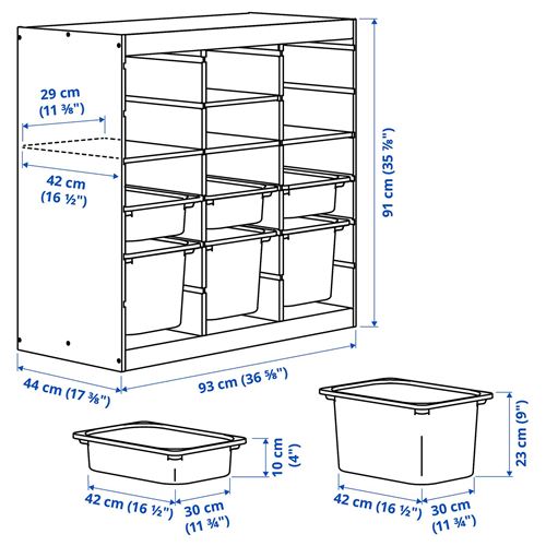 IKEA - TROFAST, storage-unit, pine-light orange-bright green, 93x44x91 cm
