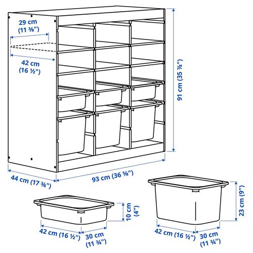 IKEA - TROFAST, storage-unit, pine-light green-light blue, 93x44x91 cm