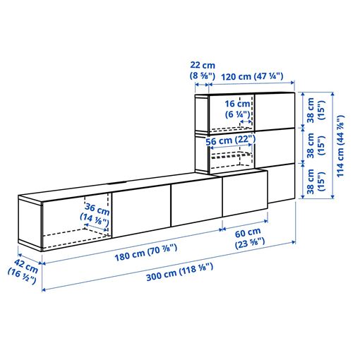 IKEA - BESTA, tv ünitesi, beyaz, 300x42x114 cm